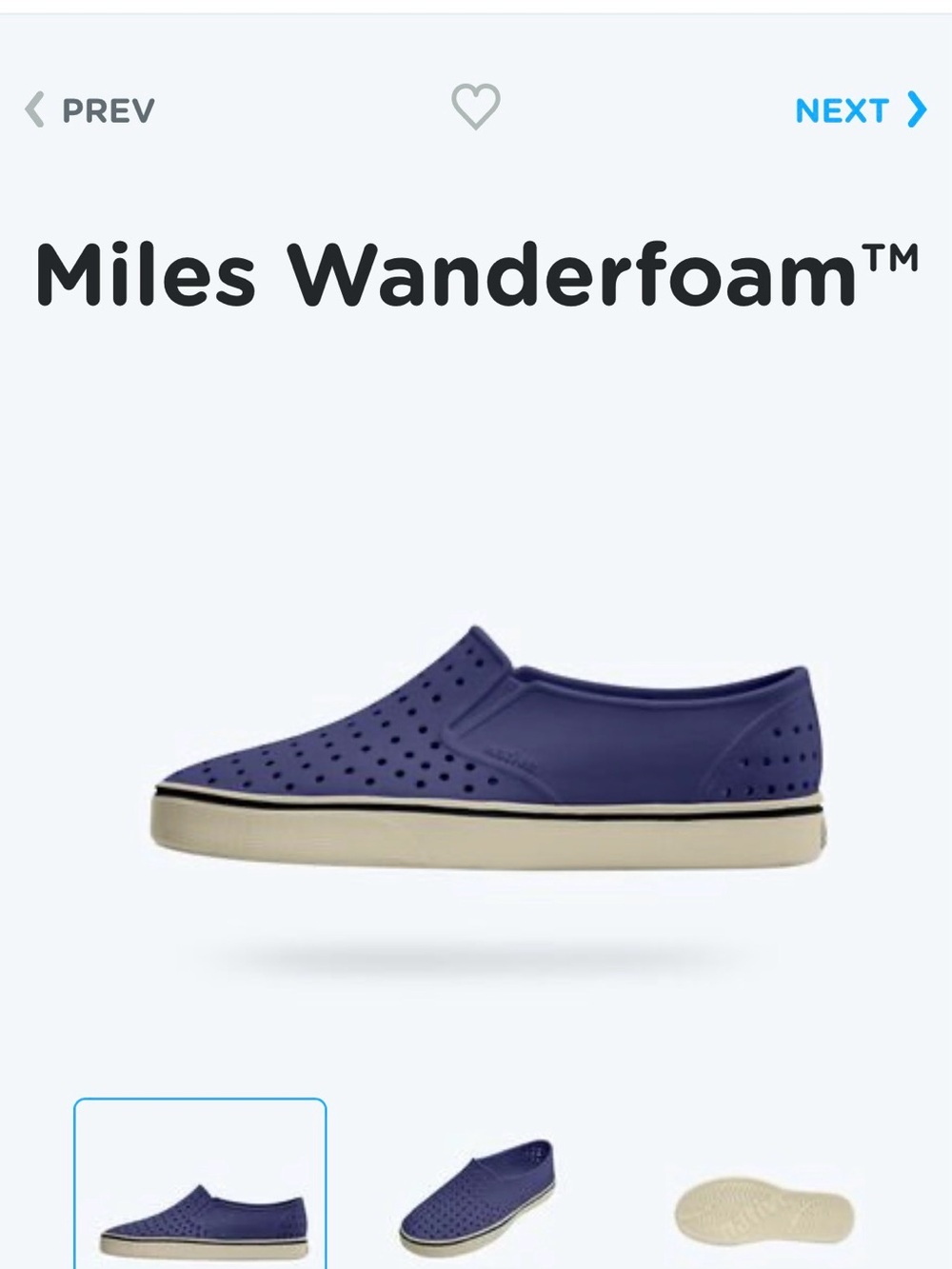 New Native Shoes Miles Wanderfoam™ Slip-On in Navy Men’s 9 Womens 11